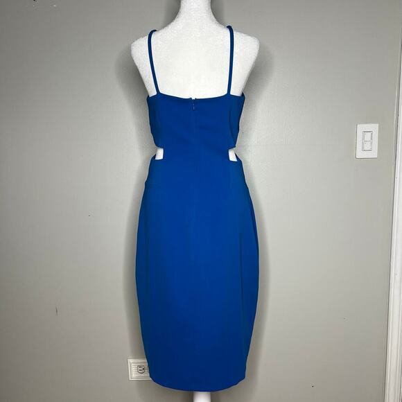 Laundry by Shelli Segal Royal Blue Knee-Length Dress Size 6 Side Cutouts V-Neck - Picture 6 of 11